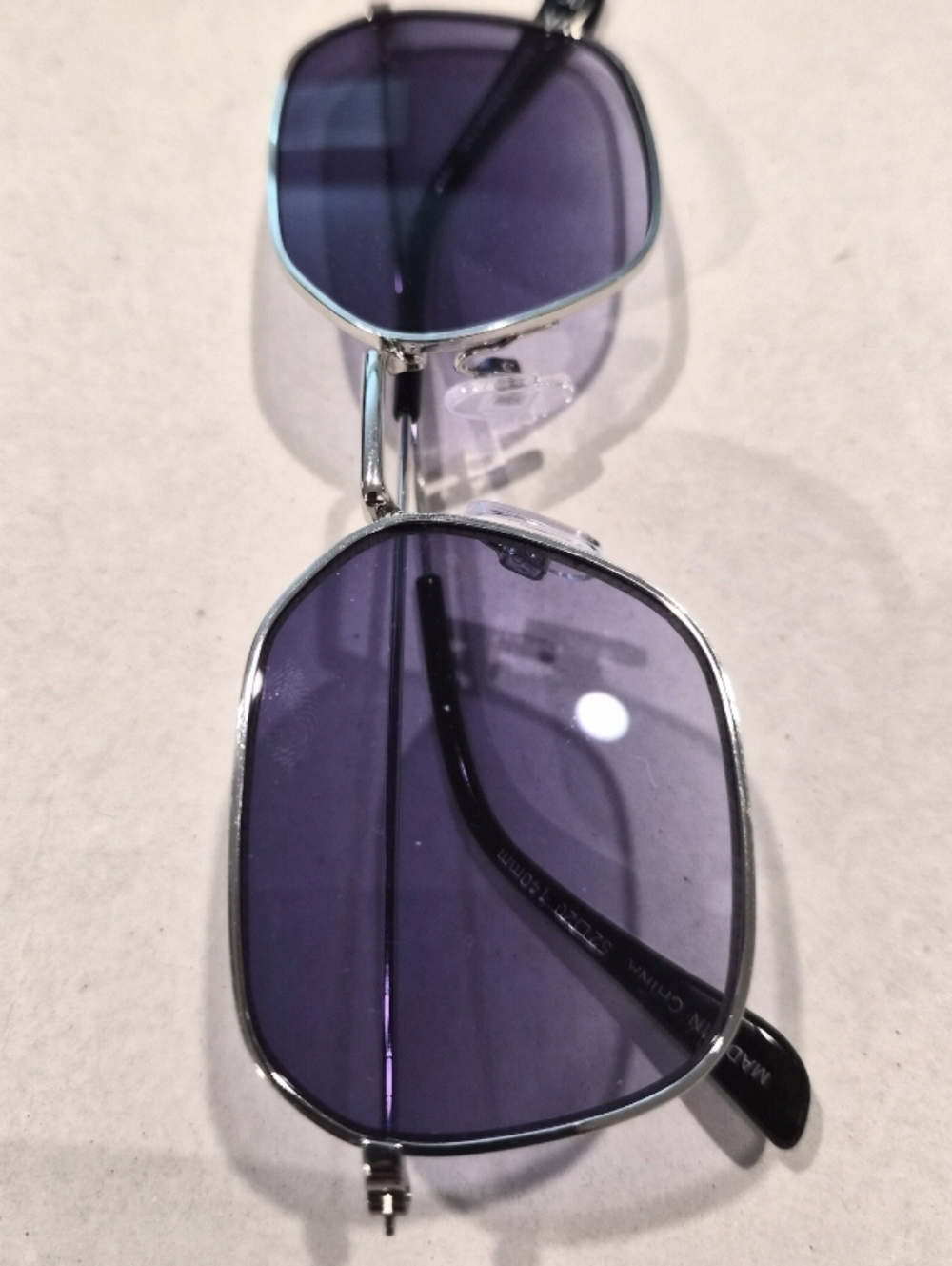 Zara Silver Frame Sunglasses with Purple Lenses